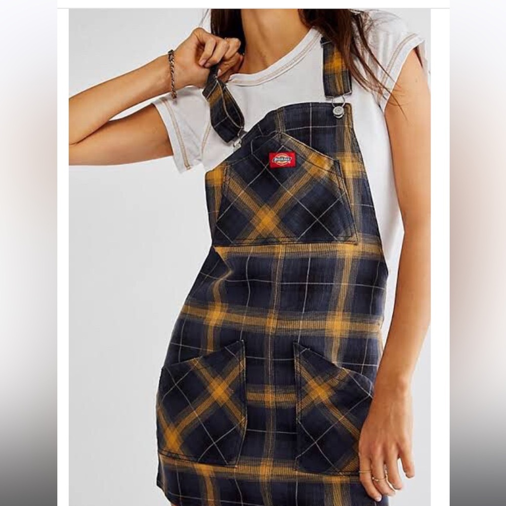 Dickies Brown Duck Plaid Overall Dress